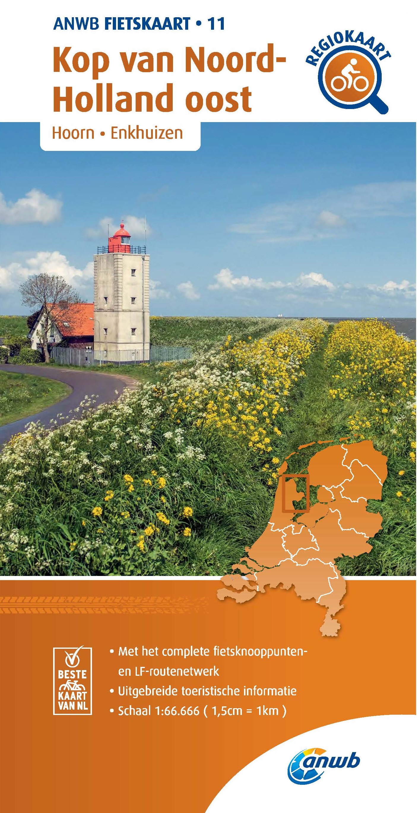Online bestellen: Fietskaart 11 Regio Fietskaart Kop van Noord-Holland oost | ANWB Media