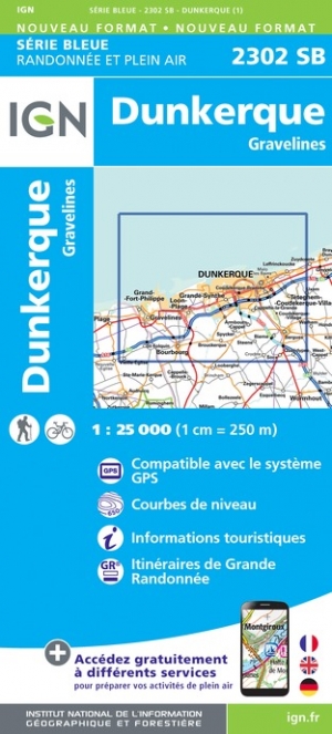Online bestellen: Topografische kaart - Wandelkaart 2302SB Dunkerque - Gravelines | IGN - Institut Géographique National