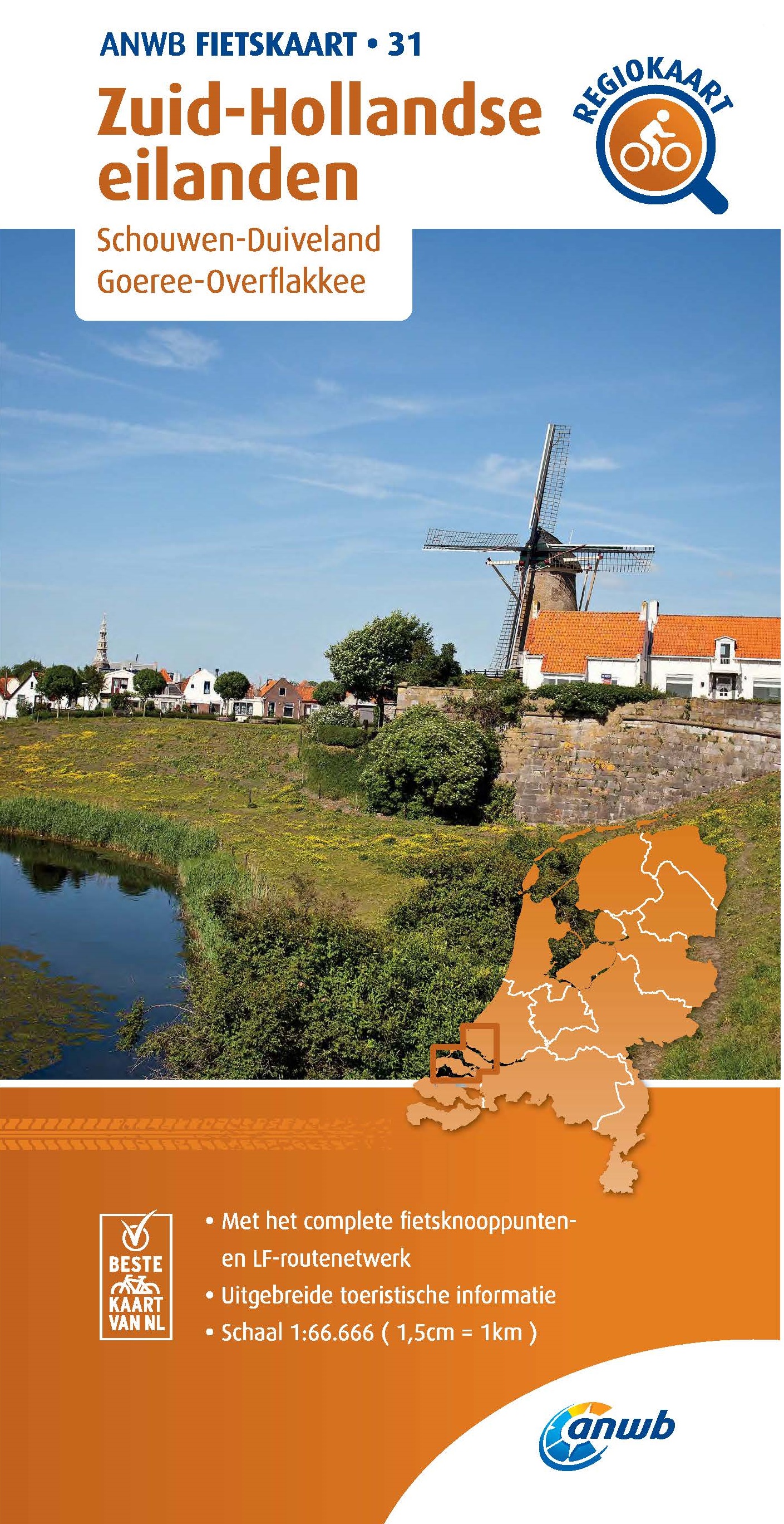 Online bestellen: Fietskaart 31 Regio Fietskaart Zuid-Hollandse eilanden | ANWB Media