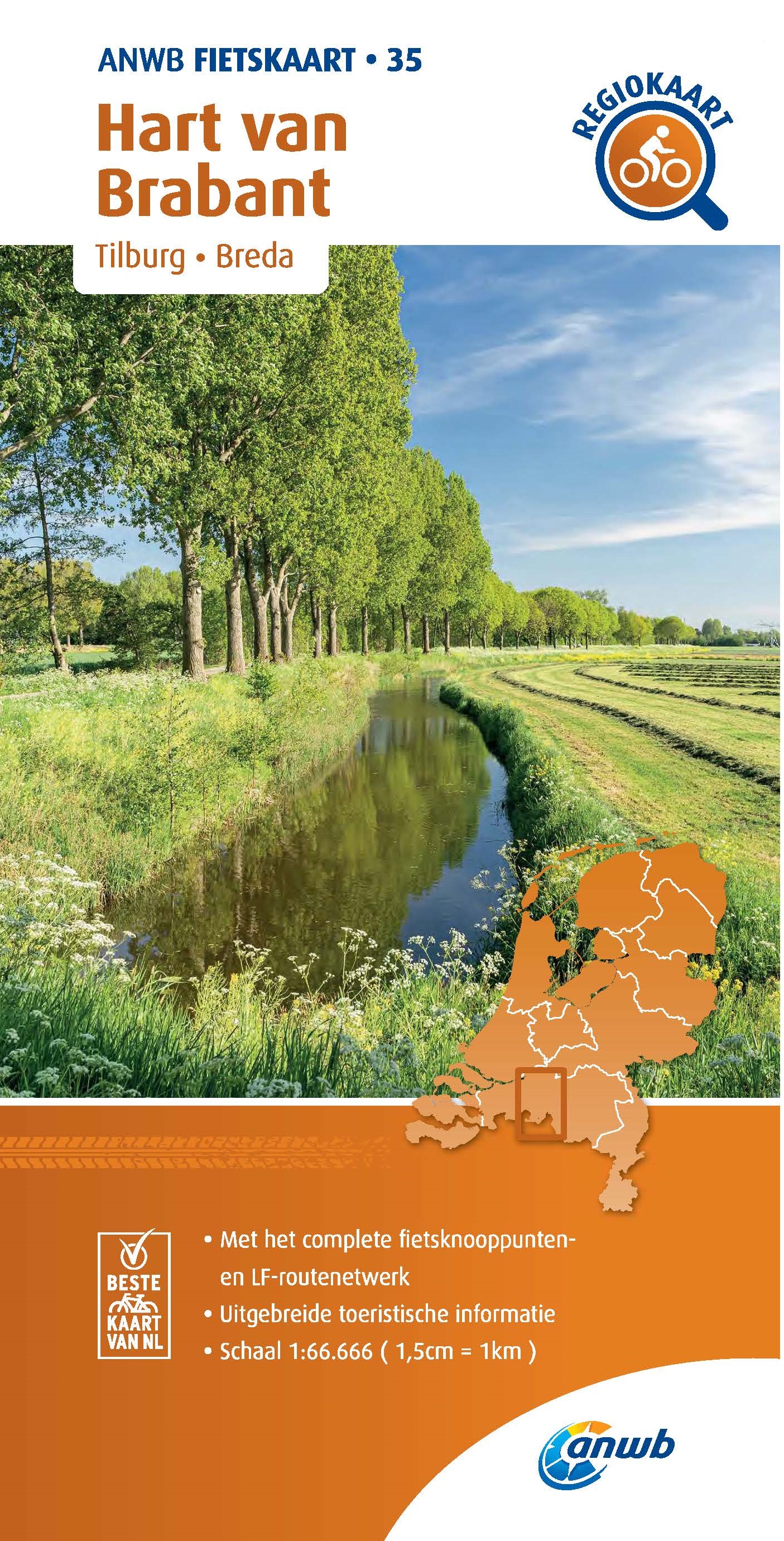 Online bestellen: Fietskaart 35 Regio Fietskaart Hart van Brabant - Noord Brabant midden | ANWB Media