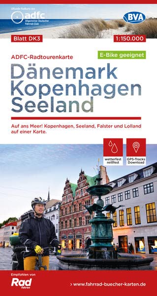 Online bestellen: Fietskaart DK3 ADFC Radtourenkarte Dänemark - Kopenhagen - Seeland - Denemarken | BVA BikeMedia