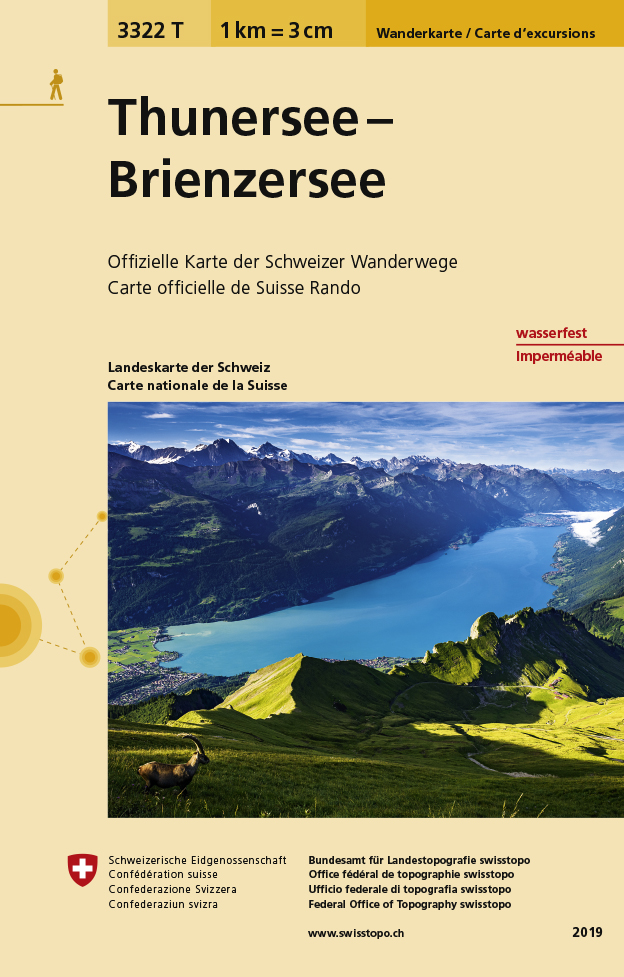 Online bestellen: Wandelkaart - Topografische kaart 3322T Thunersee -Brienzersee | Swisstopo