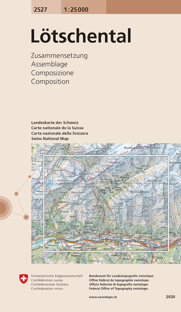Online bestellen: Wandelkaart - Topografische kaart 2527 Lötschental | Swisstopo