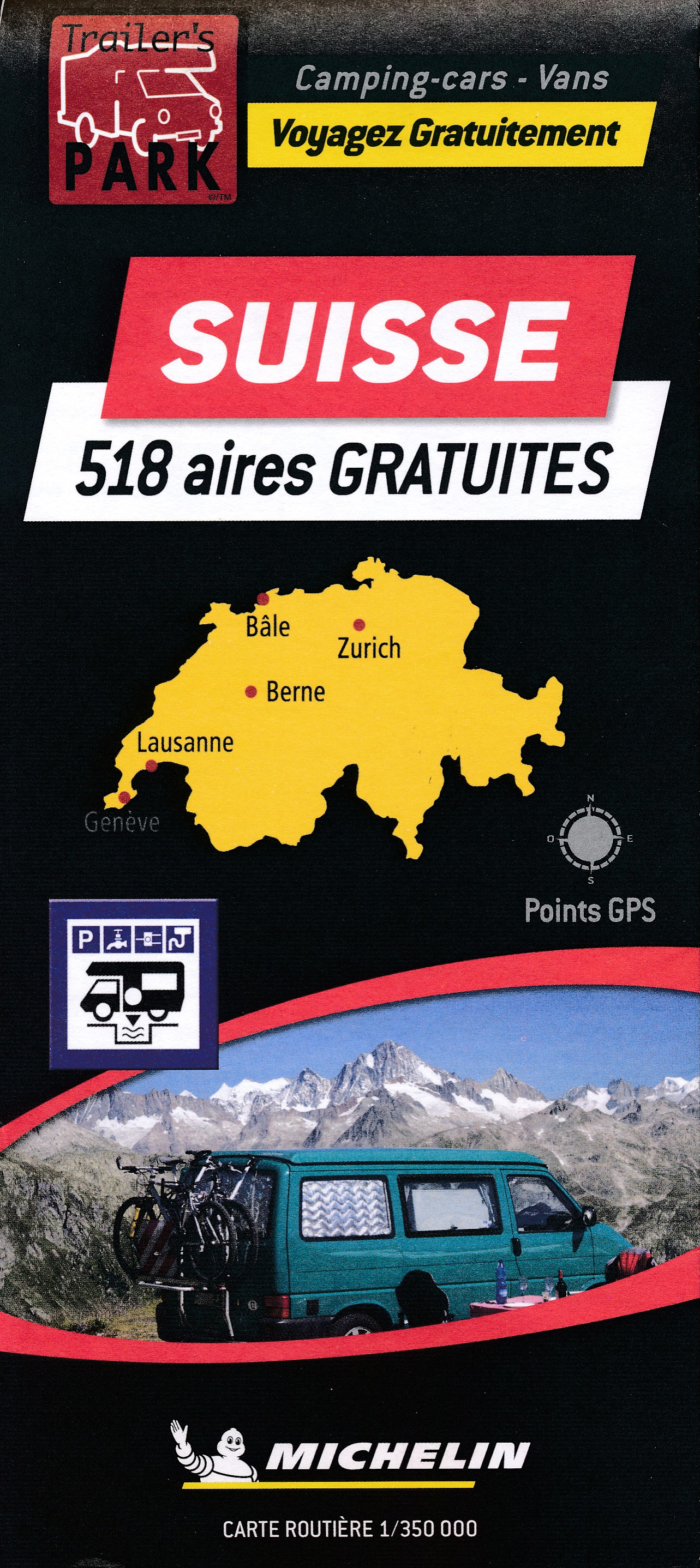 Online bestellen: Camperkaart - Wegenkaart - landkaart Zwitserland - Suisse | Michelin