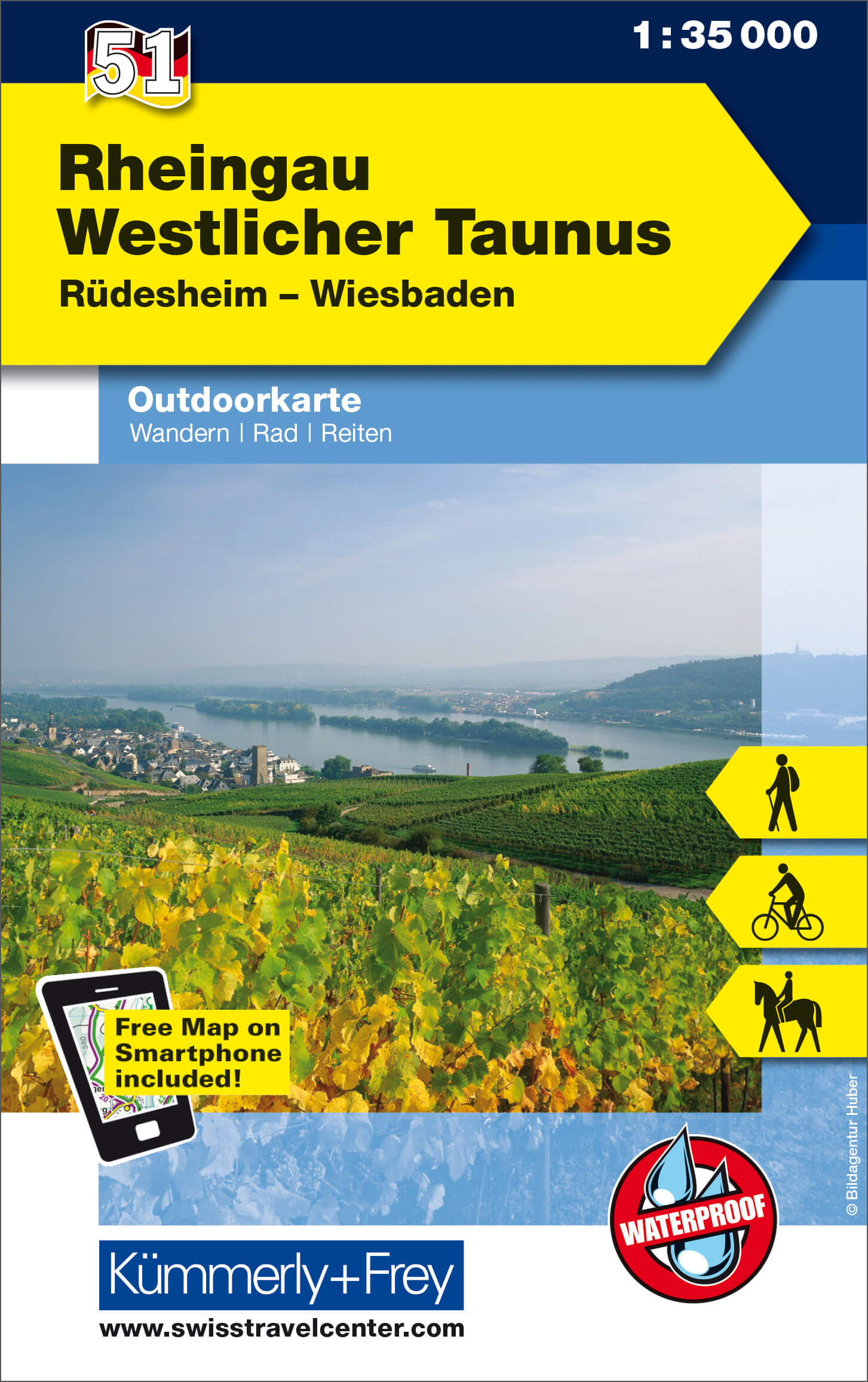Online bestellen: Wandelkaart 51 Outdoorkarte Rheingau Westlicher Taunus | Kümmerly & Frey
