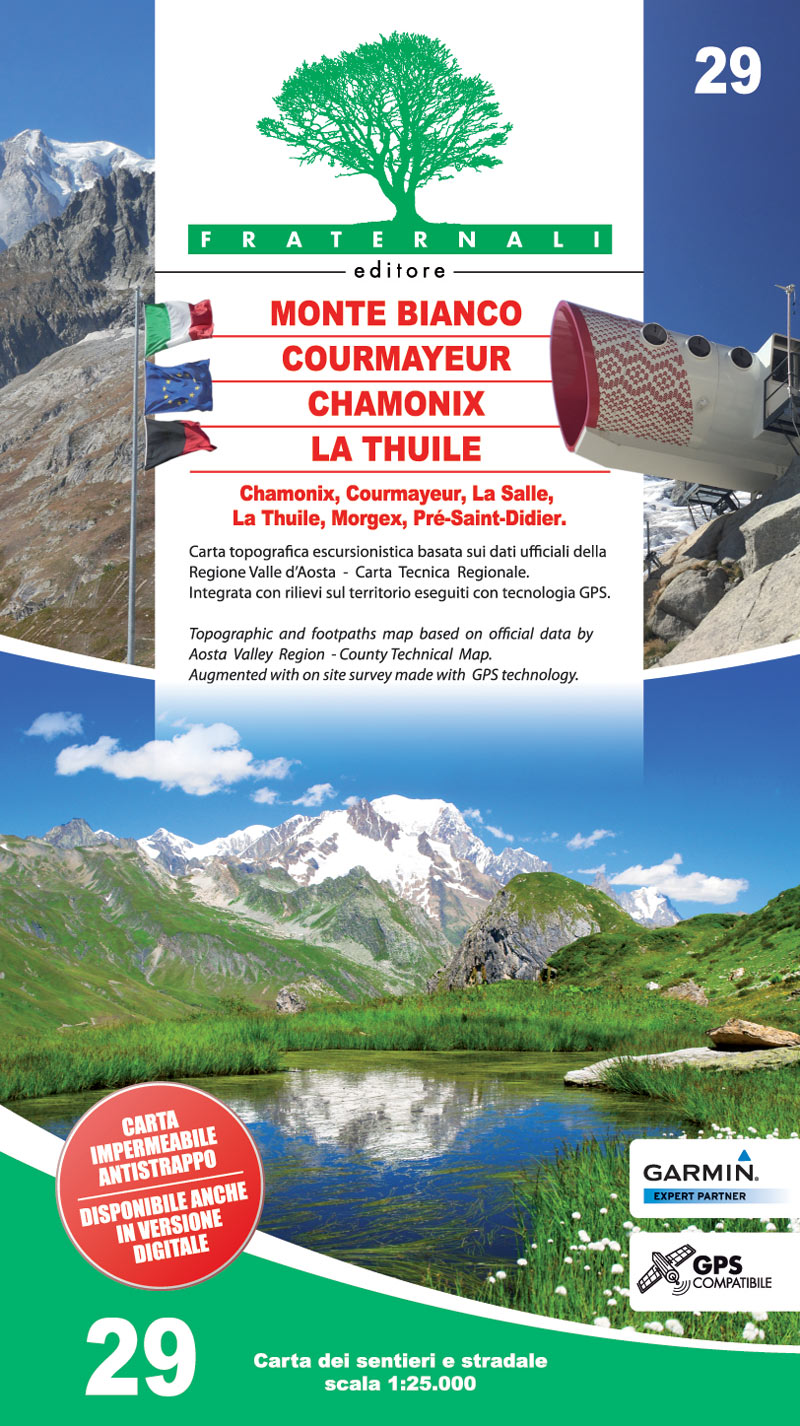 Online bestellen: Wandelkaart 29 Mont Blanc, Monte Bianco, Courmayeur, Chamonix, La Thuile | Fraternali Editore