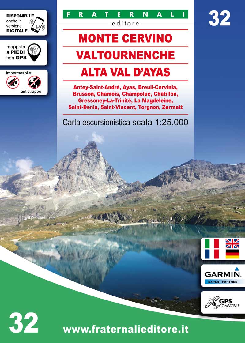 Online bestellen: Wandelkaart 32 Monte Cervino, Valtourneche, Alta Val d'Ayas | Fraternali Editore