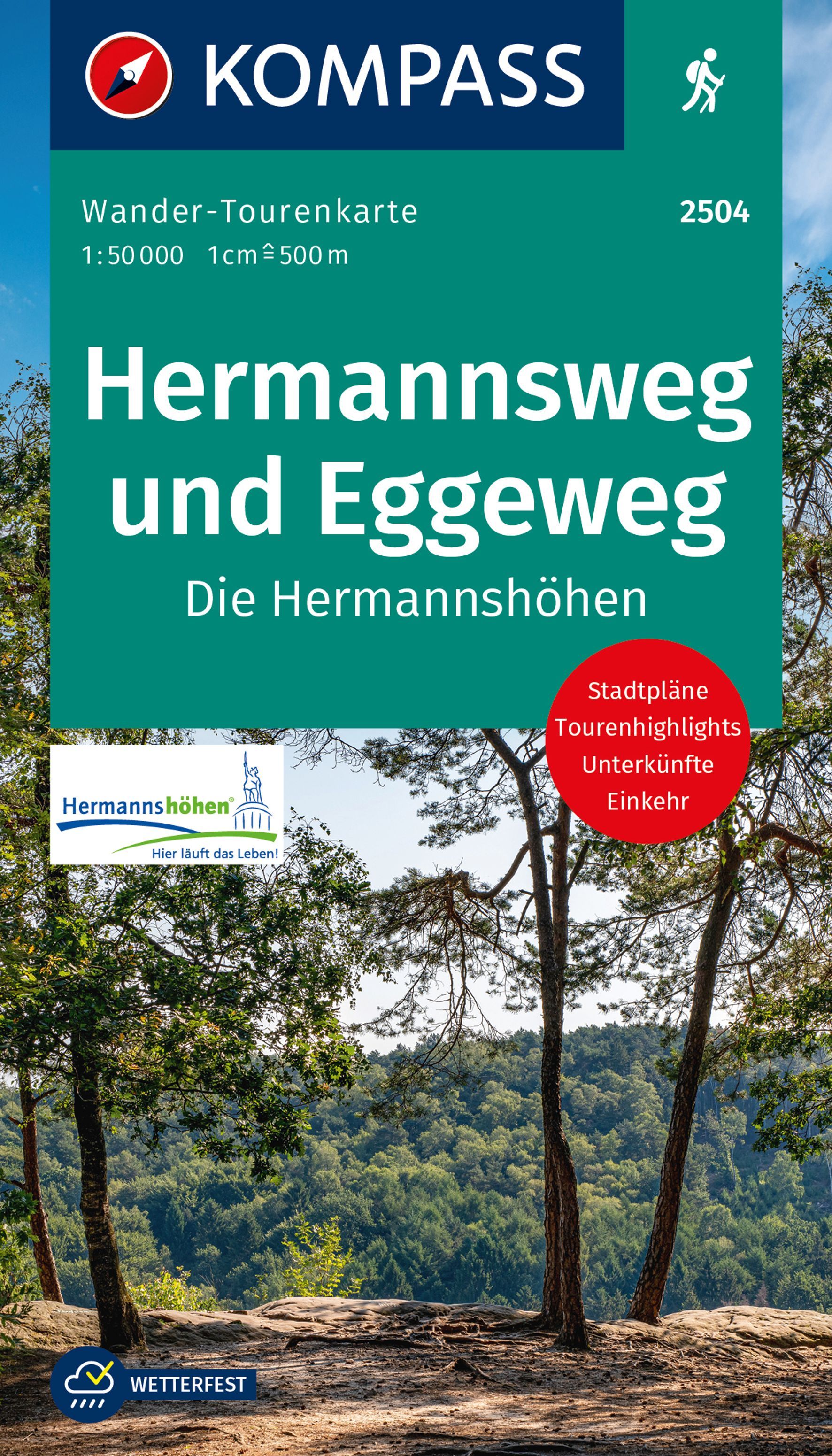 Online bestellen: Wandelkaart 2504 Hermannsweg und Eggeweg | Kompass