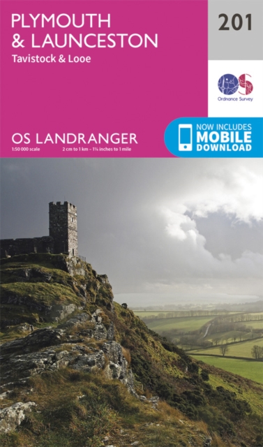 Online bestellen: Wandelkaart - Topografische kaart 201 Landranger Plymouth & Launceston, Tavistock & Looe | Ordnance Survey