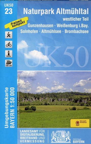 Online bestellen: Wandelkaart 23 UK50 Naturpark Altmühltal westlicher Teil | LVA Bayern