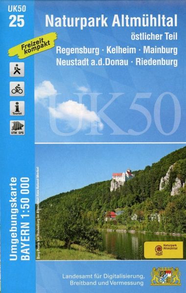 Online bestellen: Wandelkaart 25 UK50 Bayern Naturpark Altmühltal, östlicher Teil | LVA Bayern