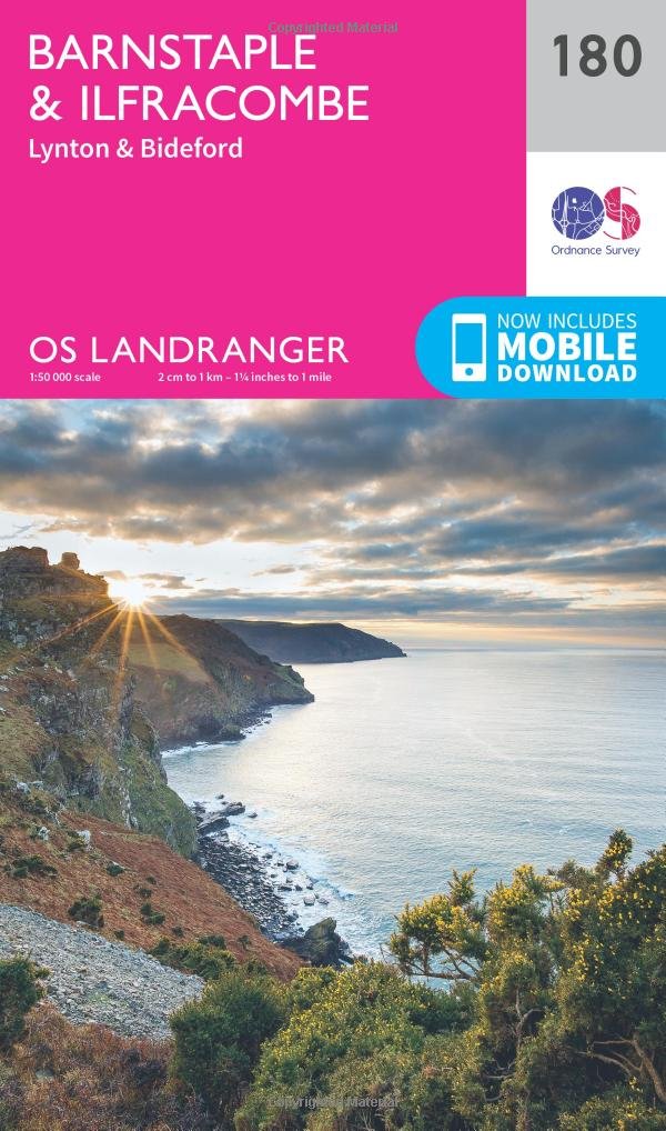 Online bestellen: Wandelkaart - Topografische kaart 180 Landranger Barnstaple & Ilfracombe, Lynton & Bideford | Ordnance Survey