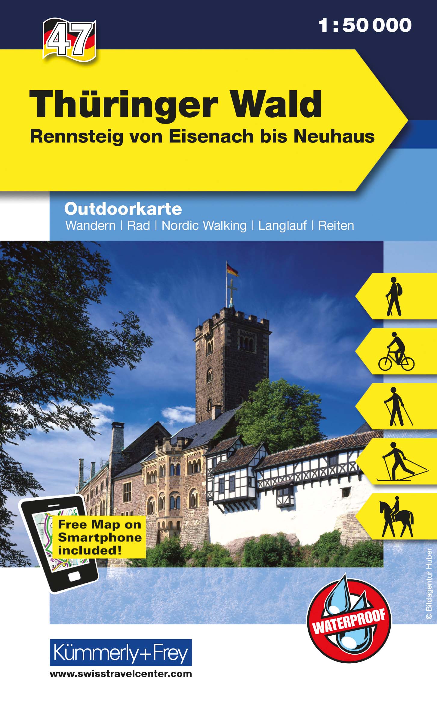 Online bestellen: Wandelkaart 47 Outdoorkarte Thüringer Wald | Kümmerly & Frey