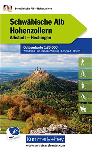 Online bestellen: Wandelkaart 41 Outdoorkarte Schwäbische Alb West - Hohenzollern | Kümmerly & Frey