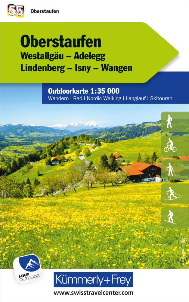 Online bestellen: Wandelkaart 55 Outdoorkarte Oberstaufen | Kümmerly & Frey