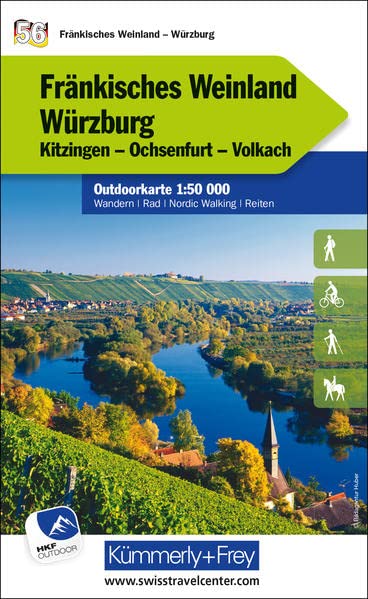 Online bestellen: Wandelkaart 56 Outdoorkarte Fränkisches Weinland, Würzburg | Kümmerly & Frey