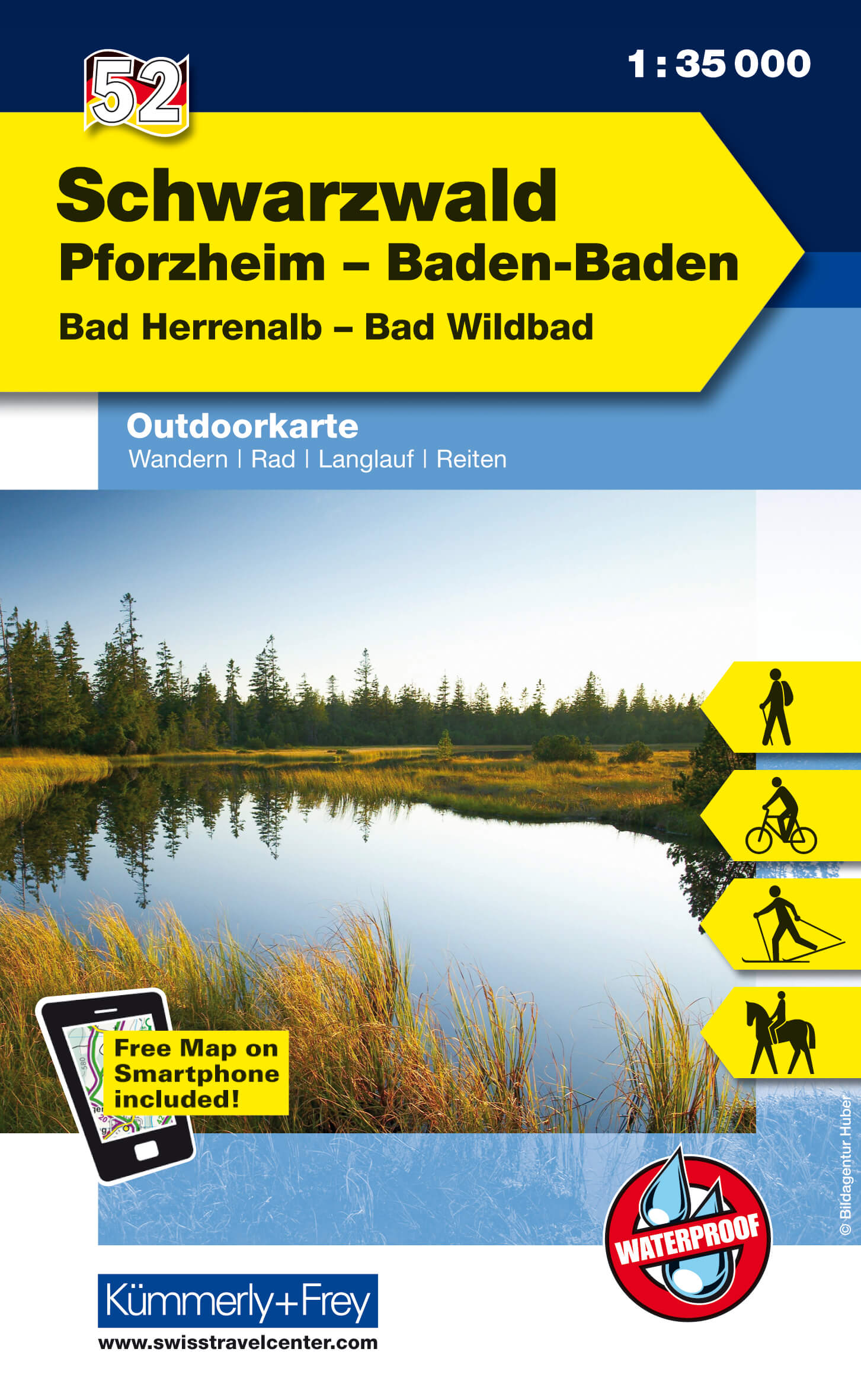 Online bestellen: Wandelkaart 52 Outdoorkarte Schwarzwald - Zwarte Woud | Kümmerly & Frey