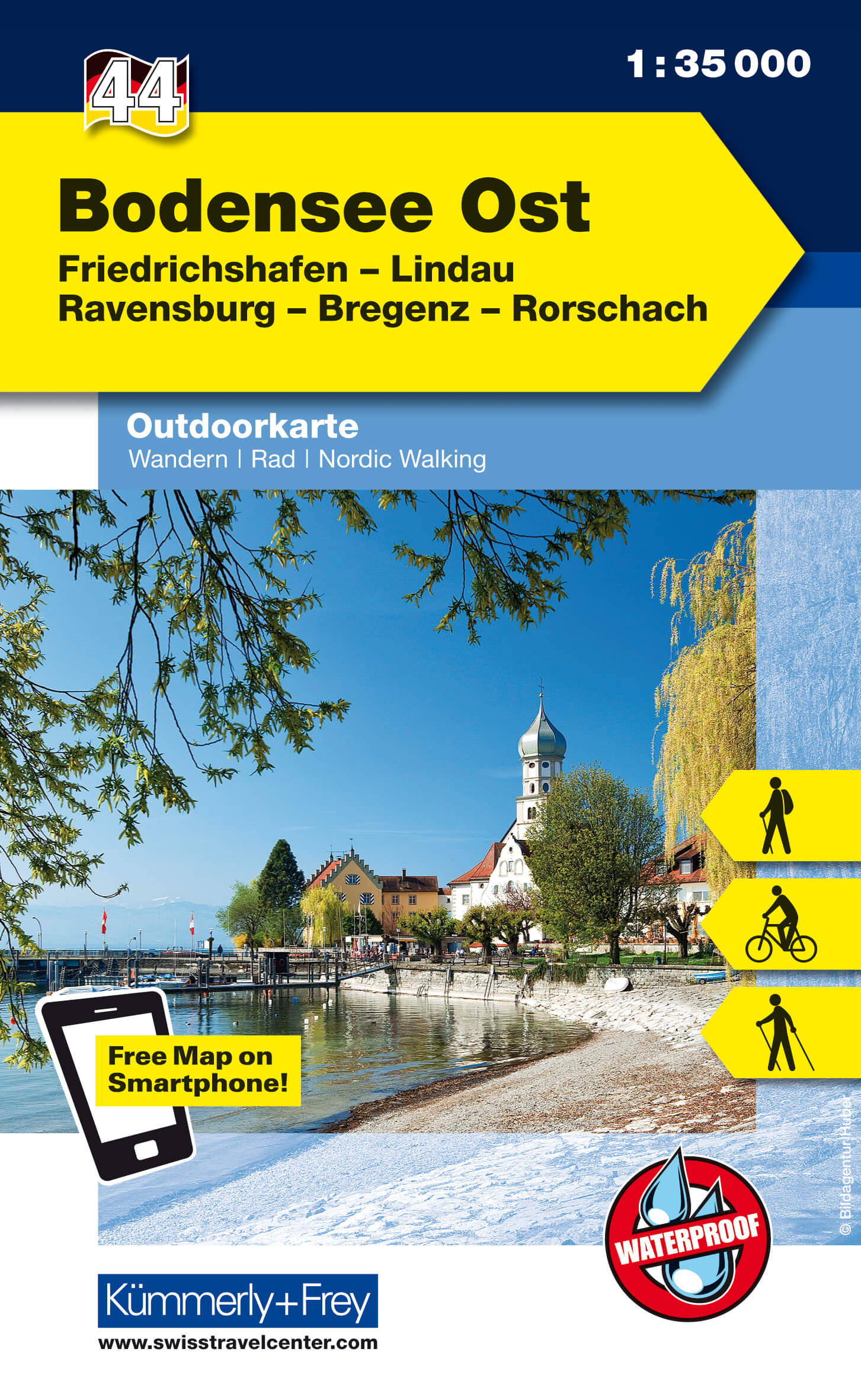 Online bestellen: Wandelkaart 44 Outdoorkarte Bodensee Ost | Kümmerly & Frey