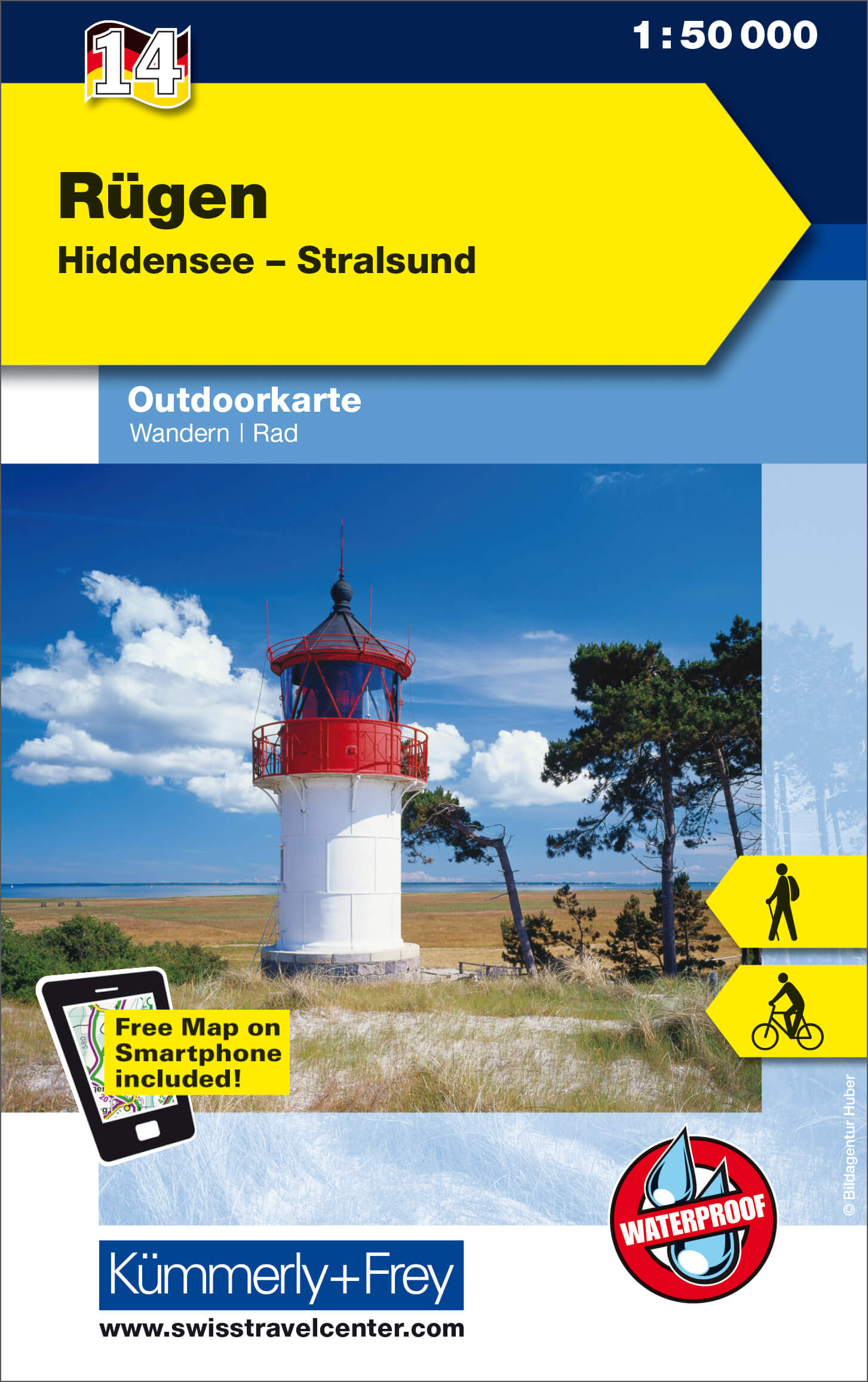 Online bestellen: Wandelkaart 14 Outdoorkarte Rügen | Kümmerly & Frey
