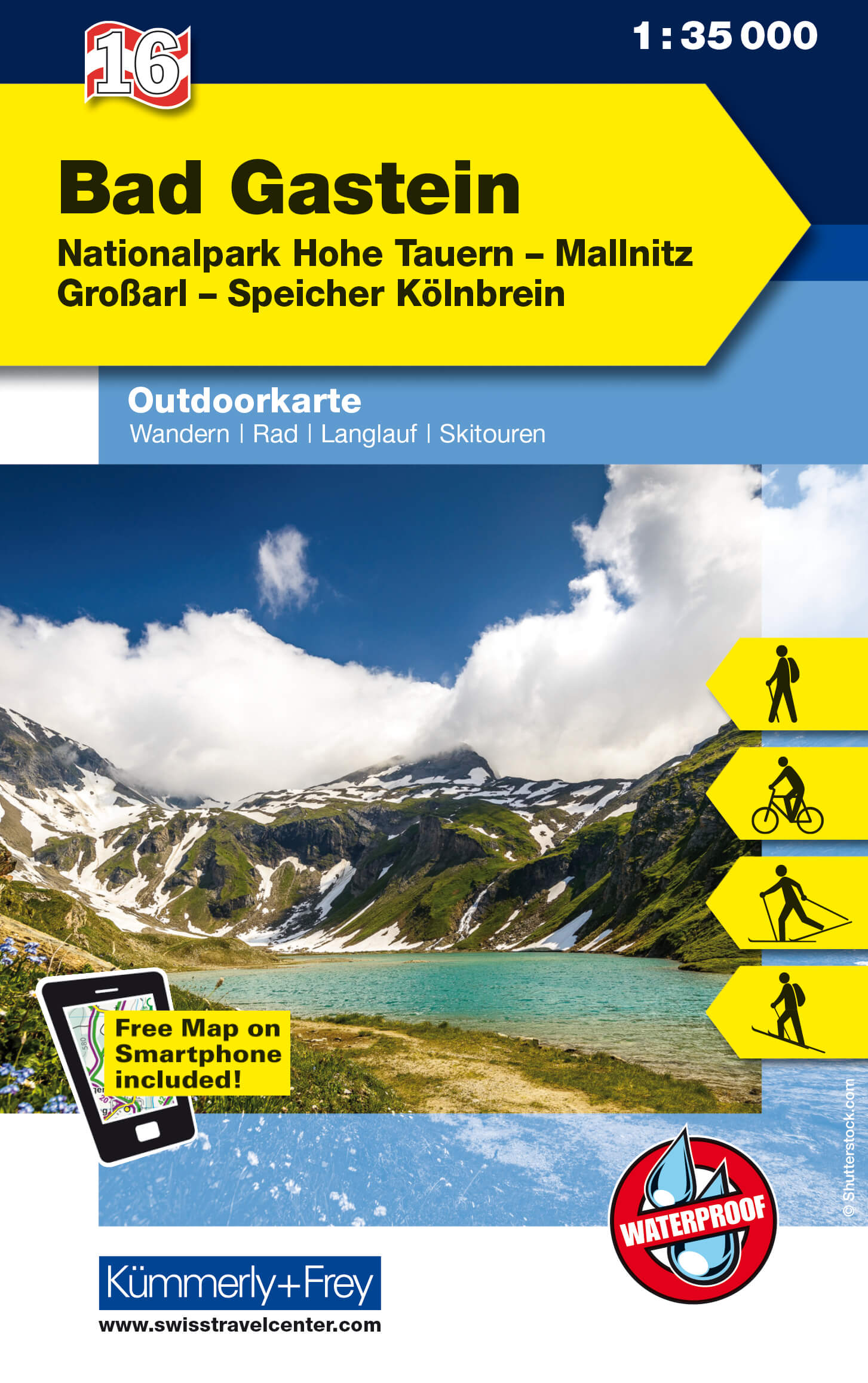 Online bestellen: Wandelkaart 16 Outdoorkarte AT Bad Gastein | Kümmerly & Frey