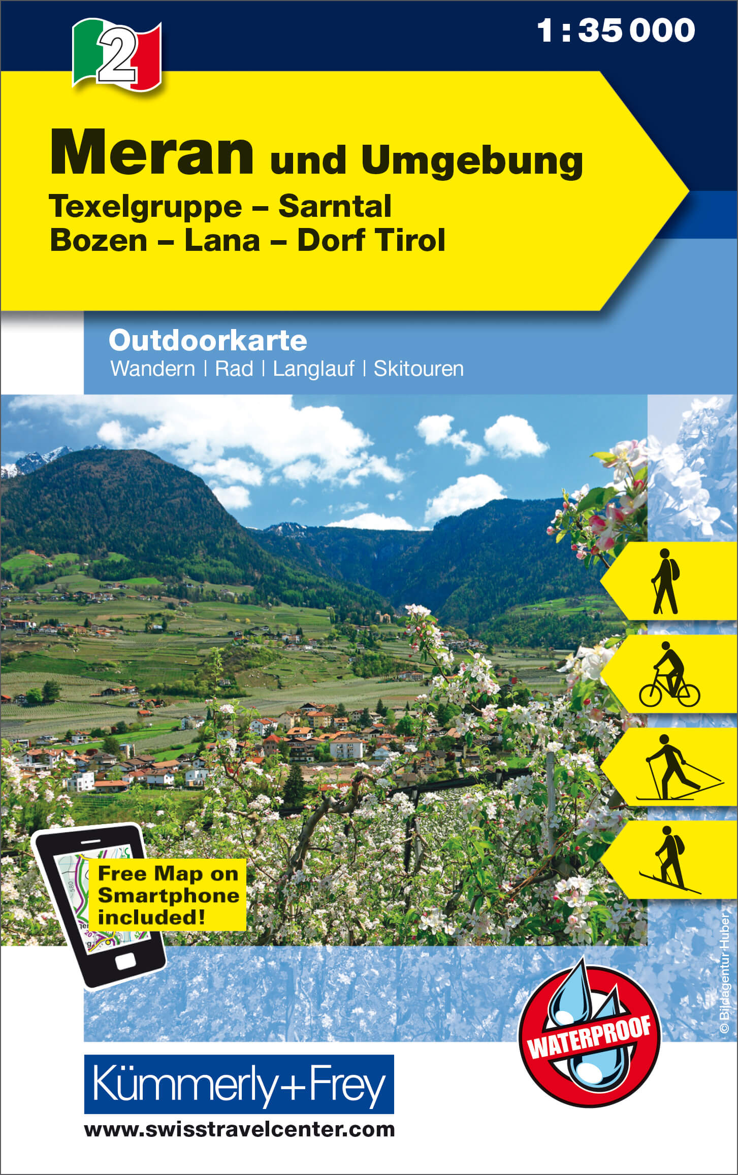 Online bestellen: Wandelkaart - Fietskaart 02 Outdoorkarte IT Meran und Umgebung | Kümmerly & Frey