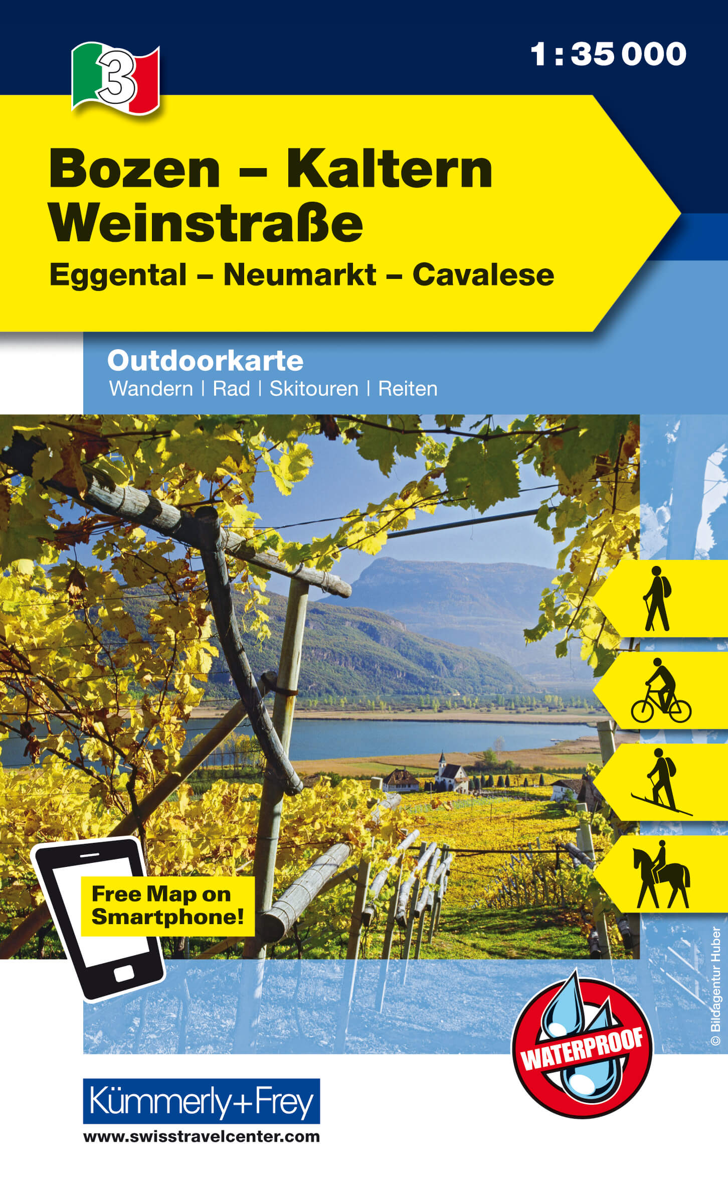 Online bestellen: Wandelkaart - Fietskaart 03 Outdoorkarte IT Bozen - Kaltern - Weinstrasse | Kümmerly & Frey
