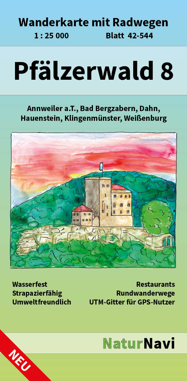 Online bestellen: Wandelkaart 42-544 Pfälzerwald 8 SüdOst | NaturNavi