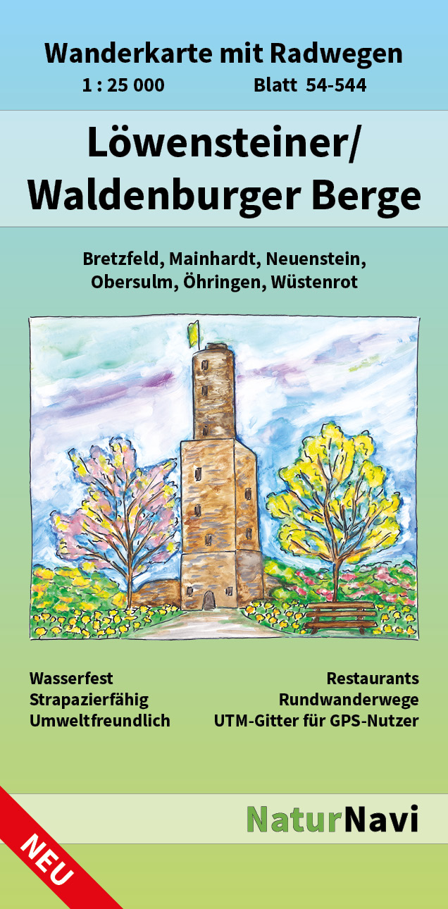 Online bestellen: Wandelkaart 54-544 Löwensteiner / Waldenburger Berge | NaturNavi