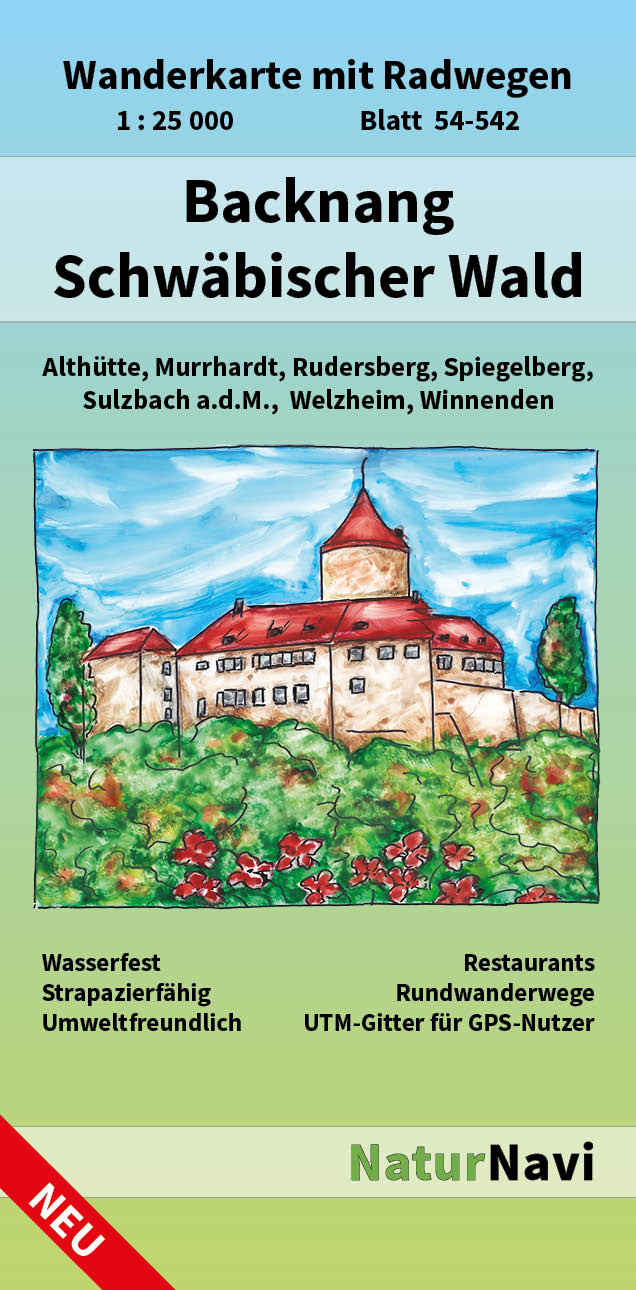 Online bestellen: Wandelkaart 54-542 Backnang - Schwäbischer Wald | NaturNavi