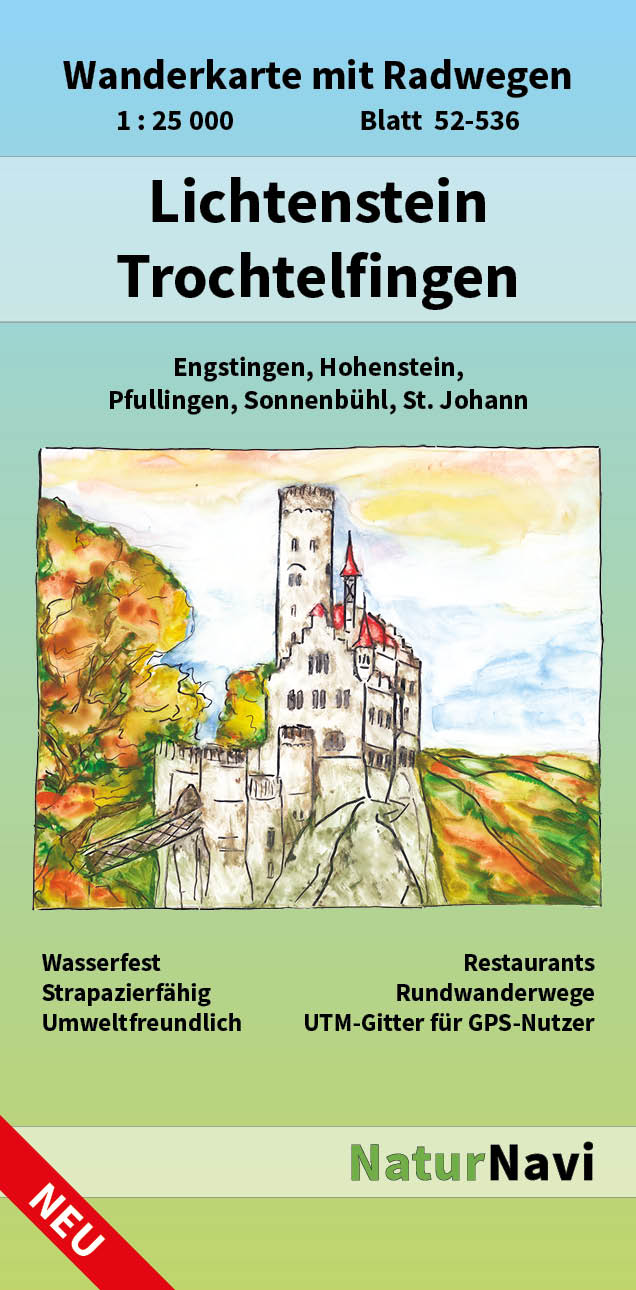 Online bestellen: Wandelkaart 52-536 Lichtenstein - Trochtelfingen | NaturNavi