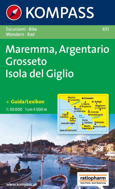 Kompass wandelkaart 651 Maremma-Argentario-Grosseto-Isola del Giglio |