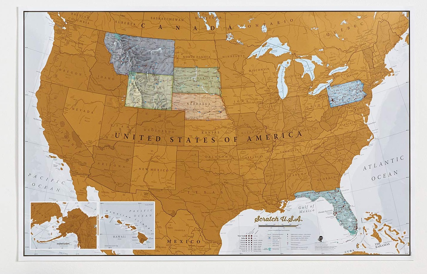 Scratch Map - USA - Verenigde Staten Amerika | Maps International de zwerver