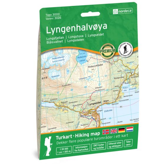 Online bestellen: Wandelkaart 3026 Topo 3000 Lyngenhalvoya | Nordeca