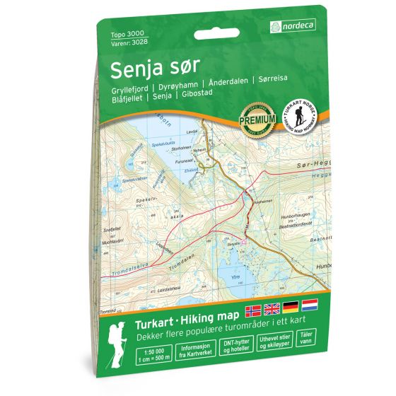 Online bestellen: Wandelkaart 3028 Topo 3000 Senja sor - zuid | Nordeca