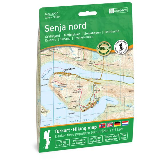 Online bestellen: Wandelkaart 3029 Topo 3000 Senja Nord - noord | Nordeca