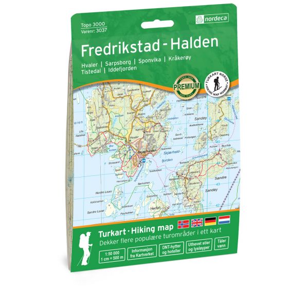 Online bestellen: Wandelkaart 3037 Topo 3000 Fredrikstad - Halden | Nordeca