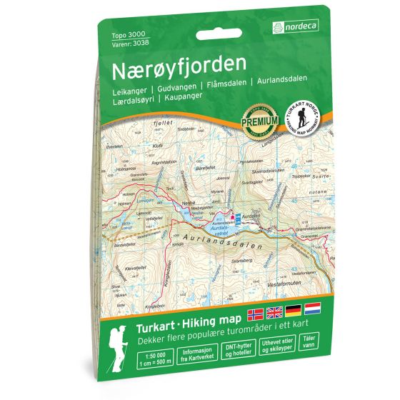 Online bestellen: Wandelkaart 3038 Topo 3000 Nærøyfjorden - Naeroyfjorden | Nordeca
