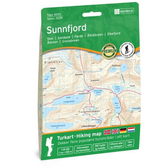 Online bestellen: Wandelkaart 3039 Topo 3000 Sunnfjord | Nordeca