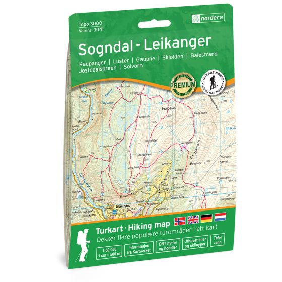 Online bestellen: Wandelkaart 3041 Topo 3000 Sogndal - Leikanger | Nordeca