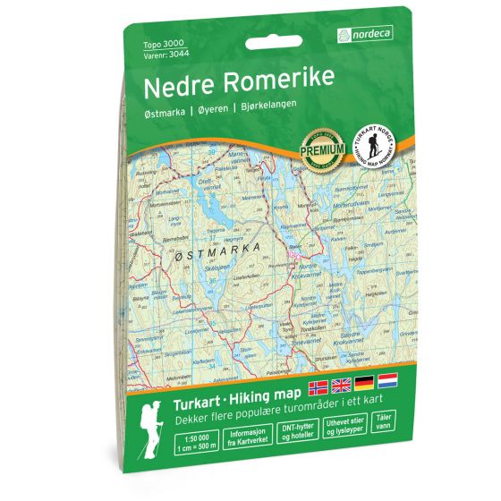 Online bestellen: Wandelkaart 3044 Topo 3000 Nedre Romerike | Nordeca