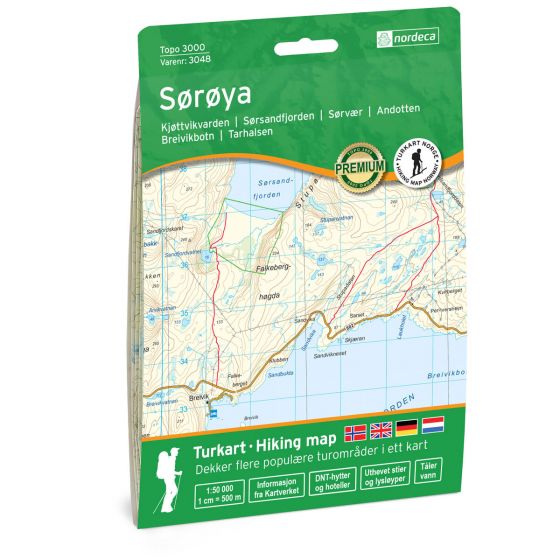Online bestellen: Wandelkaart 3048 Topo 3000 Sørøaya - Soroya | Nordeca