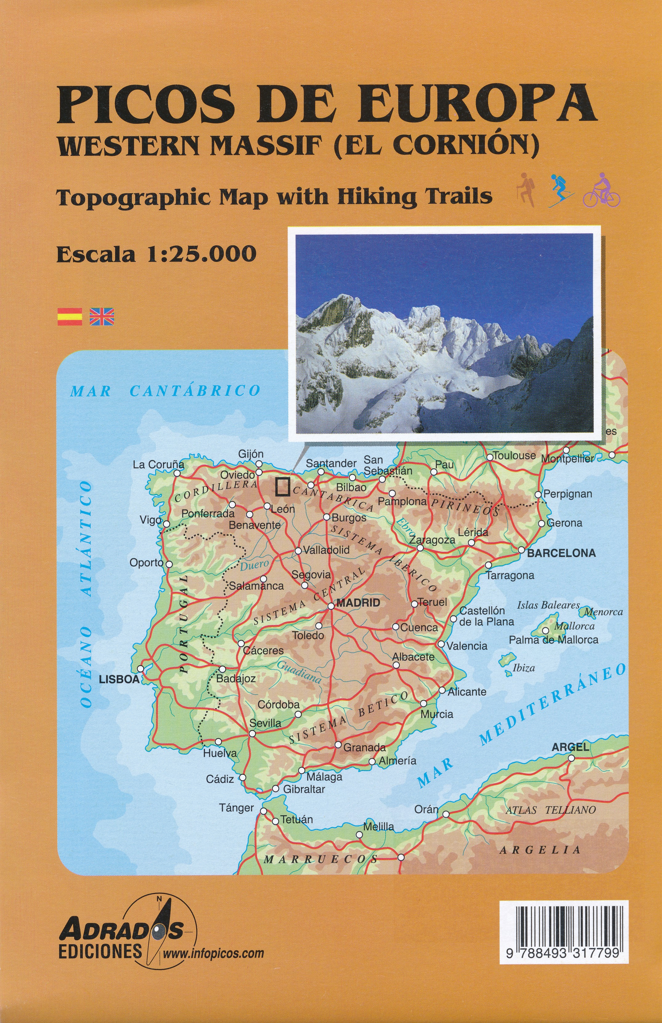Online bestellen: Wandelkaart Picos de Europa, Macizo Occidental (El Cornion) | Adrados Ediciones