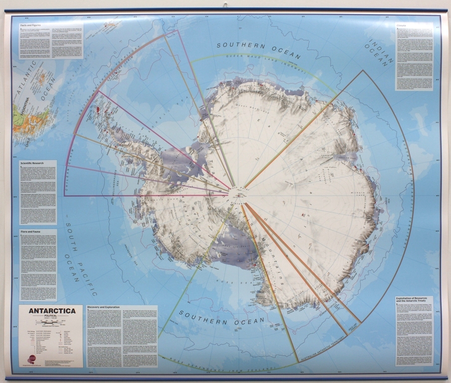 Wandkaart Antarctica - Zuidpool, 120 x 100 cm | Maps International de zwerver