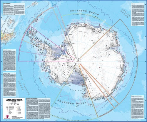 Wandkaart Antarctica - Zuidpool met strips | Maps International | 