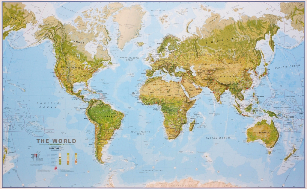 Wereldkaart Environmental, 198 x 12…