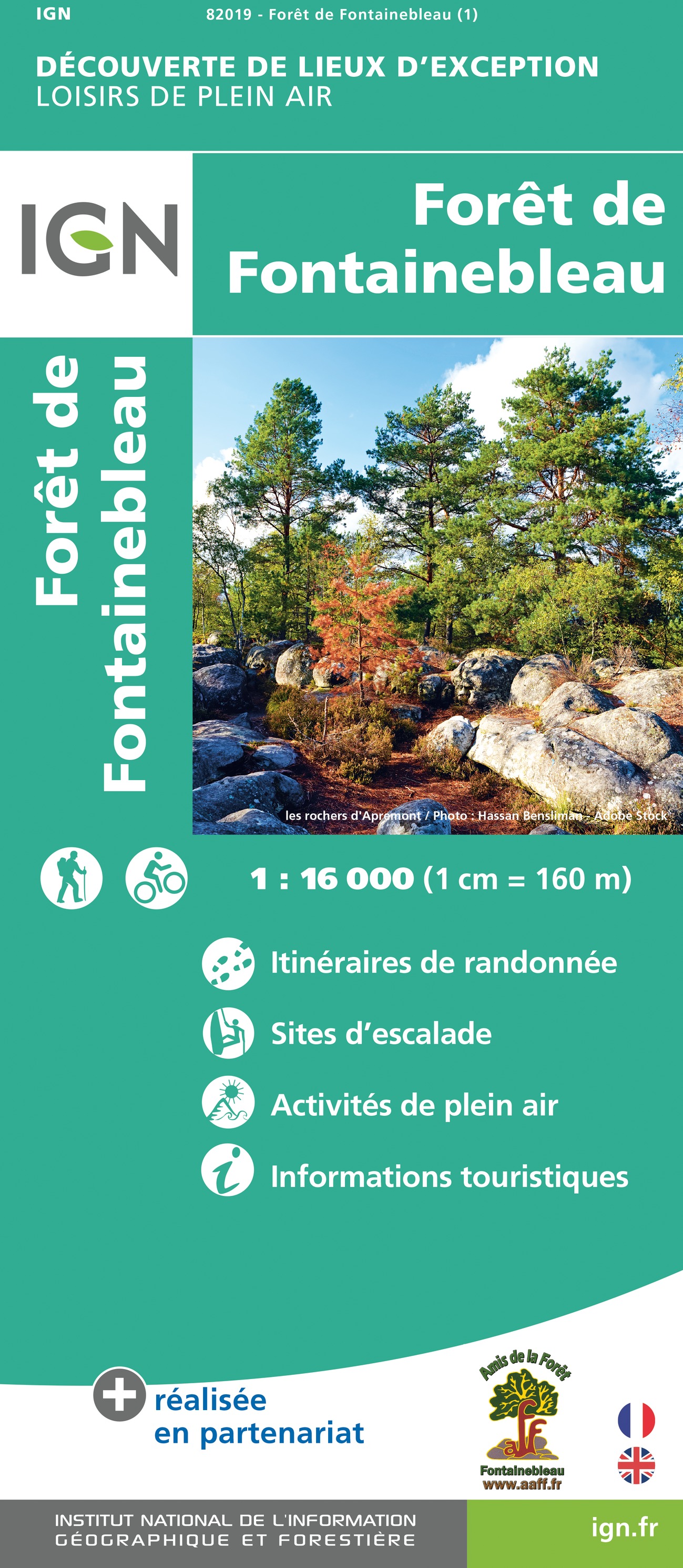 Online bestellen: Wandelkaart Forêt de Fontainbleau - Boulderlocaties | IGN - Institut Géographique National