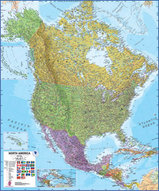 Wandkaart North America Political - Noord Amerika Politiek met strips | Maps International | 