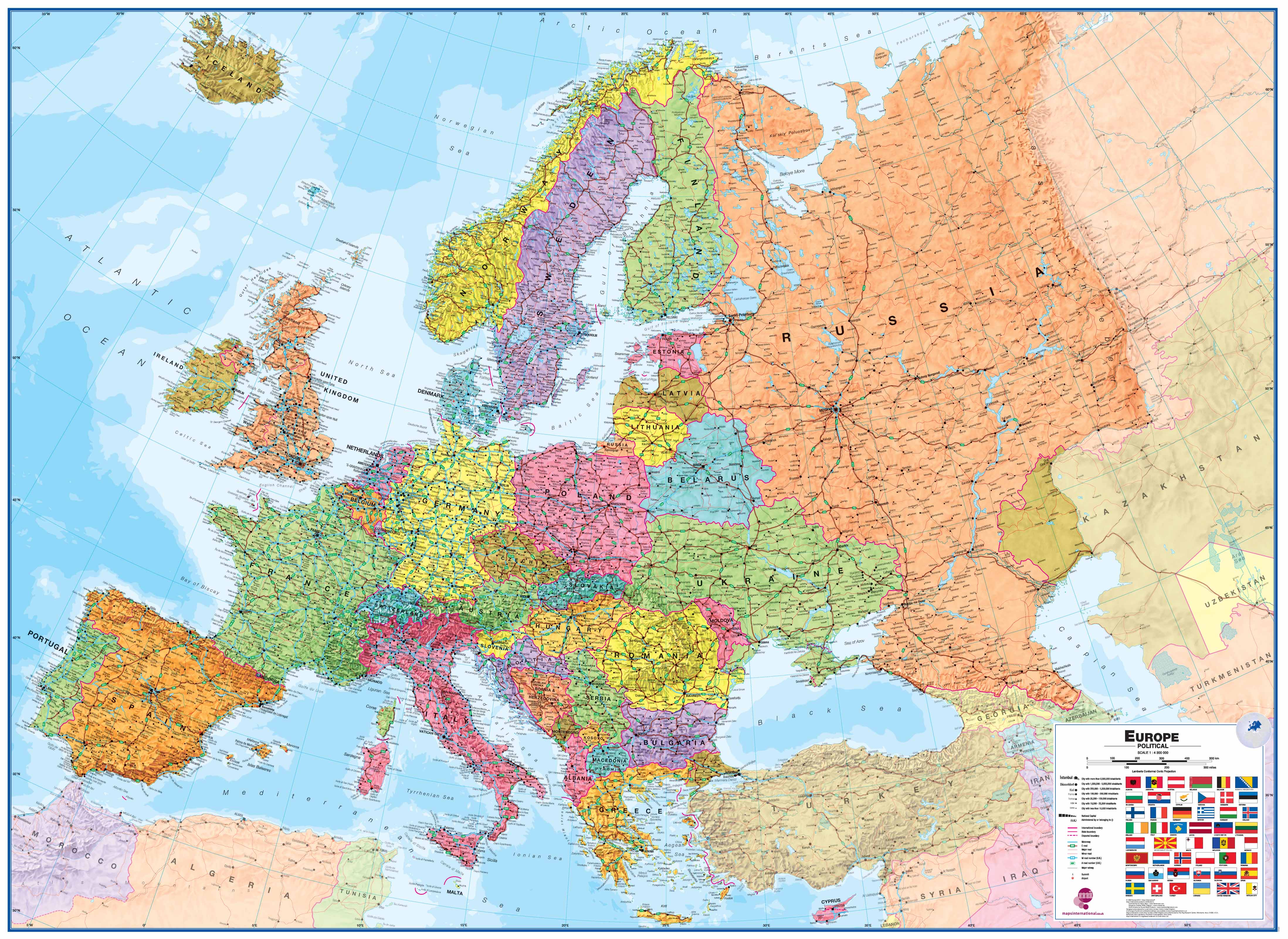 Wandkaart 56P Europa, 139 x 100 cm…