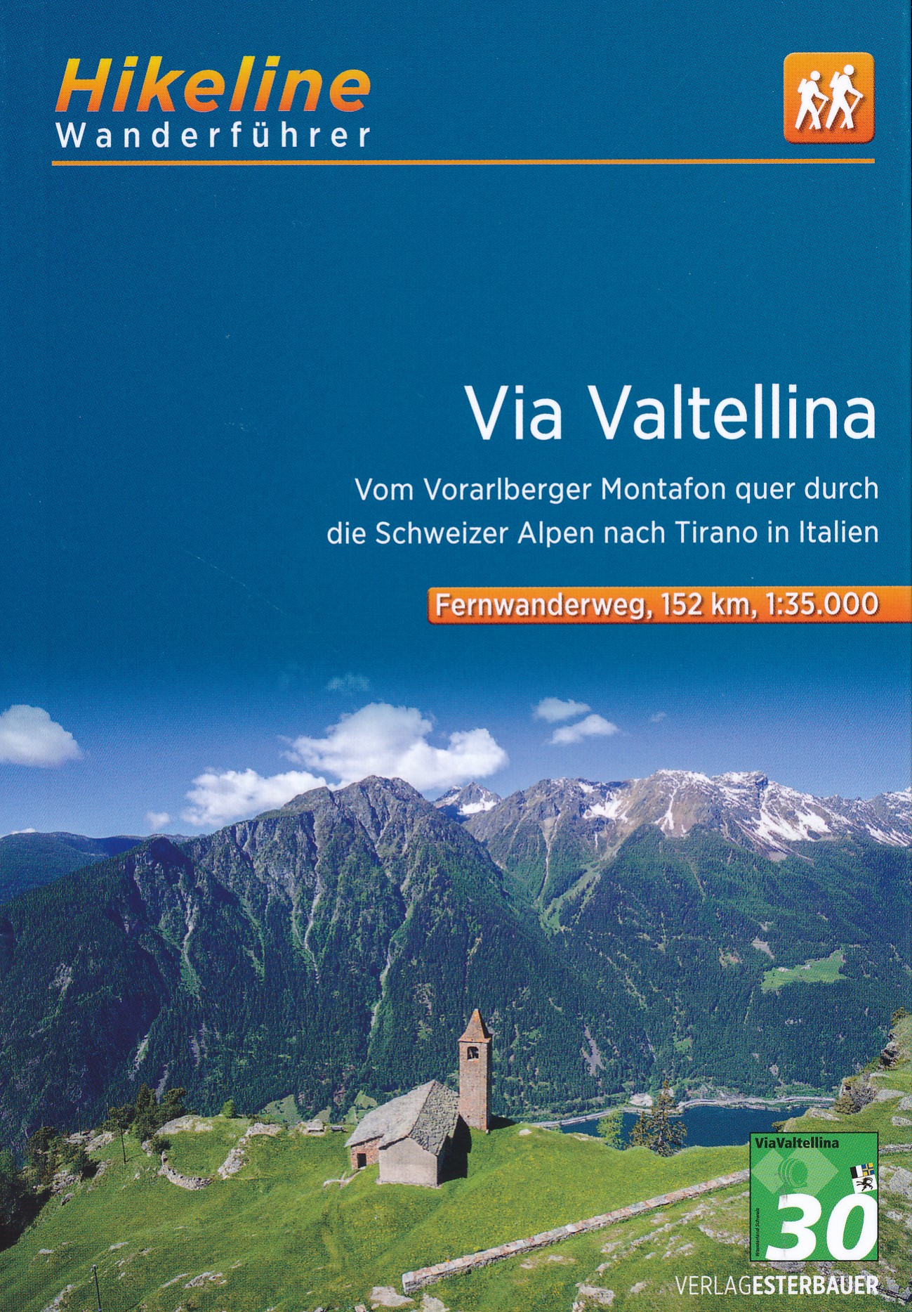 Online bestellen: Wandelgids Hikeline Via Valtellina | Esterbauer