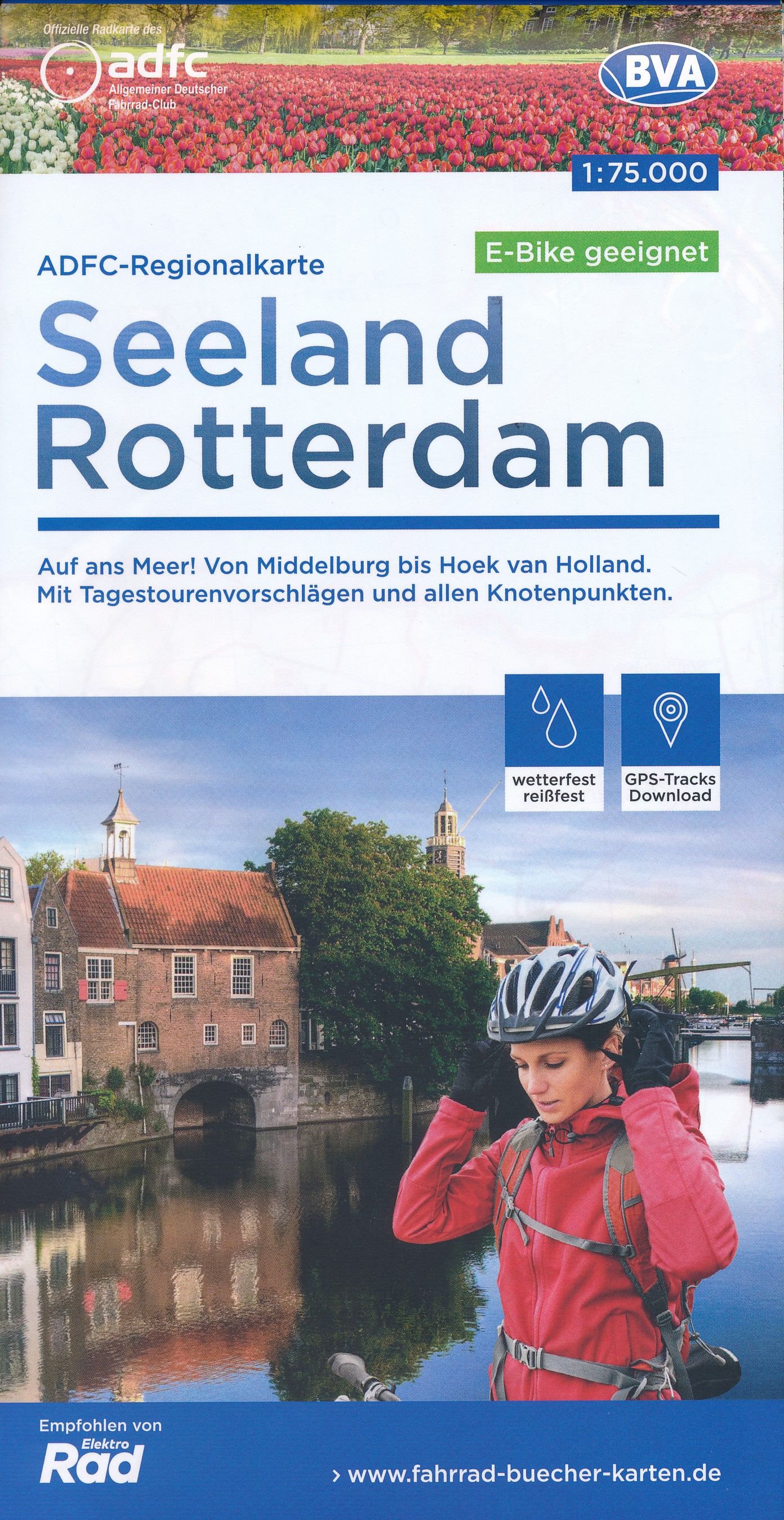Online bestellen: Fietskaart ADFC Regionalkarte Seeland - Rotterdam - Zeeland | BVA BikeMedia